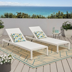 Okak Modern 2PCS Outdoor Chaise Lounge Set with Side Table,Patio Loungers with Rust-Proof Aluminum Frame for Poolside,Backyard,Garden - 1 of 4