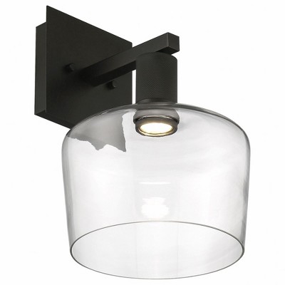 Modern Matte Black 12" LED Wall Sconce with Clear Globe