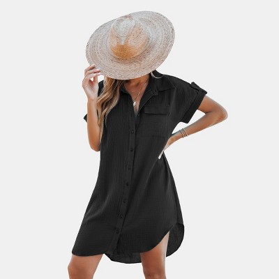 Women's Collared Front Button Mini Dress - Cupshe