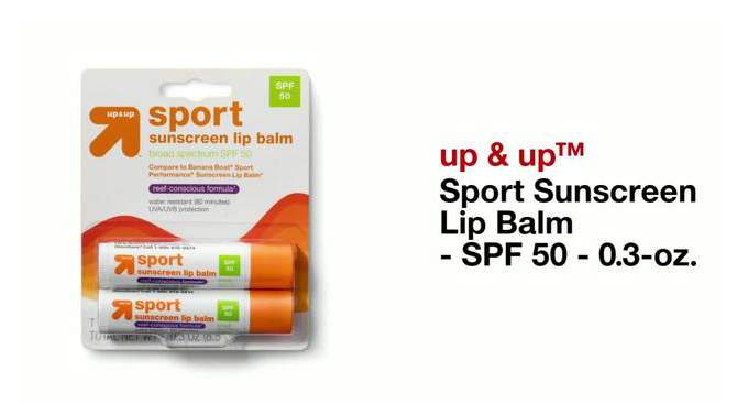 Sport Sunscreen Lip Balm - SPF 50 - 0.3oz - up &#38; up&#8482;, 2 of 6, play video