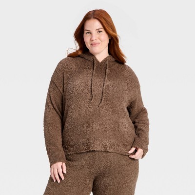 Women's Teddy Hooded Pullover Sweater - Auden™ Brown 3X : Target