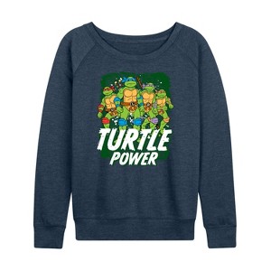 Women's - Teenage Mutant Ninja Turtles - Turtle Power Lightweight French Terry Wide Neck Long Sleeve Shirt - 1 of 4