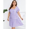 LXT- Women's Plus Size Square Neck Ruffle Sleeve Flowy Floral Summer Midi Dress with Pockets - 3 of 4