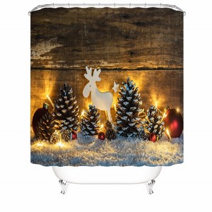 Pine Cone Deer Shower Curtains for Bathroom Waterproof Fabric Bath Curtain Durable Soft Stylish Bathroom Decor 72x72 Inch - 1 of 1