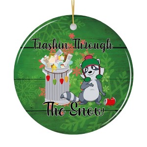 Trashin Through the Snow Raccoon Christmas Ornament| OrnamentallyYou - 1 of 4