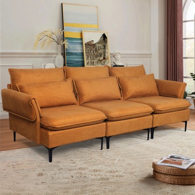 Modern 3-Seater Fabric Sofa with Solid Wood Frame and High Legs – Stylish Comfort for Home & Office