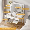 Makeup Vanity Desk, Adult Dressing Table, Vanity Desk with Lights in 3 Colors, Charging Station, Drawers, for Bathroom, Bedroom, White - 3 of 4