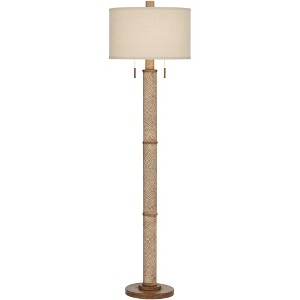 Barnes and Ivy Santiago Modern Country Cottage 65" Tall Standing Floor Lamp Column Pull Chain Brown Hammered Finish Living Room Bedroom House Reading - 1 of 4