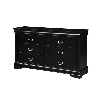 Acme Furniture Louis Philippe III Black Dresser with Six Drawers