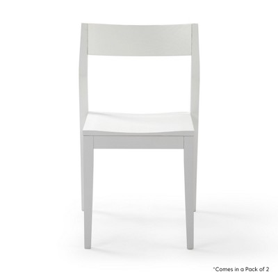 White Solid Wood Modern Side Chair Set of 2