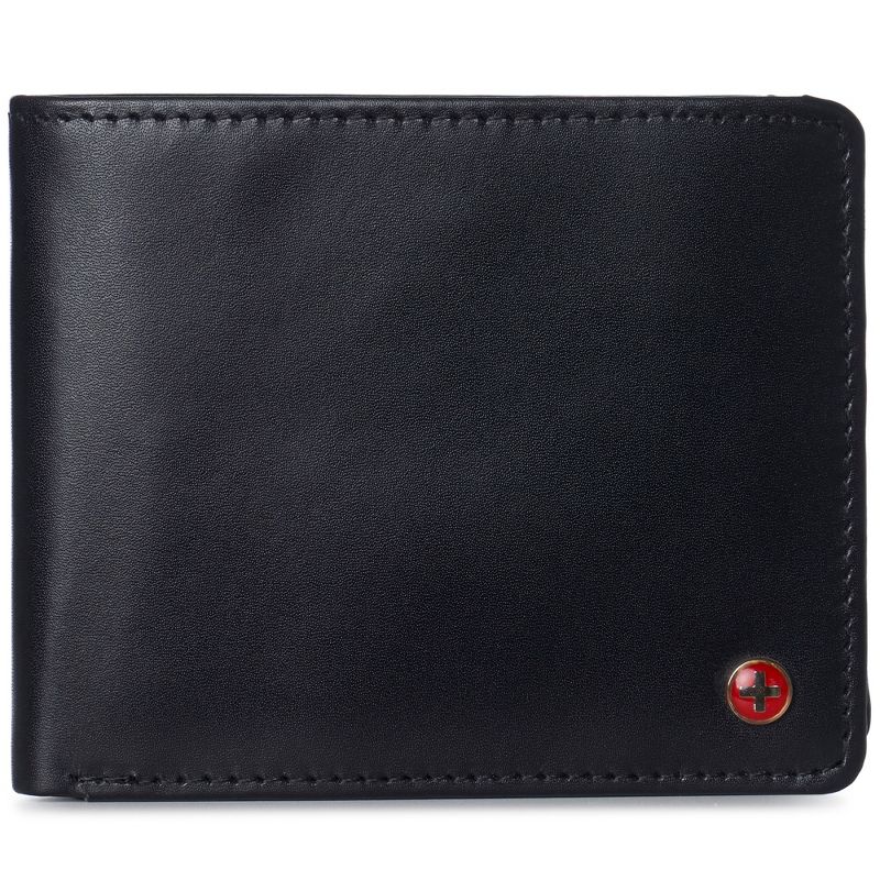 Alpine Swiss Mens Connor RFID Bifold Wallet Passcase Smooth Leather Comes in a Gift Box, 1 of 7