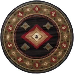 Oriental Weavers Hudson 087G1 Black/ Green Indoor Area Rug - 7'8" Round - 1 of 1