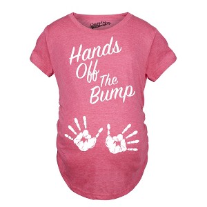 Maternity Hands Off The Bump Cute Pregnancy Shirt Fun Pregnant Gift Announcement - Crazy Dog Maternity T Shirt - 1 of 4
