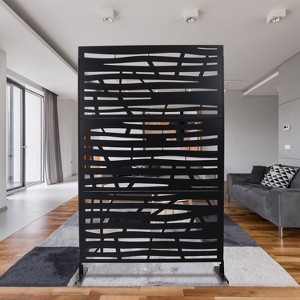 Okak Outdoor Privacy Screen with Abstract Line Decoration, Balcony Privacy Screen, Metal Privacy Screen for Garden, Lawn, Backyard - 1 of 4