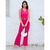 Whizmax 2 Pieces Casual Outfits For Women V Neck Sleeveless Blazer Vest High Waist Wide Leg Pant Suit Sets - 4 of 4