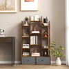 Tangkula Tree Shaped Bookcase with 2 Drawers Free Standing Bookshelf with 12 Open Storage Shelves Tall Display Rack with Bookshelves Brown/White - 3 of 4