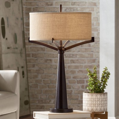 Tremont Bronze Iron Table Lamp with Burlap Shade