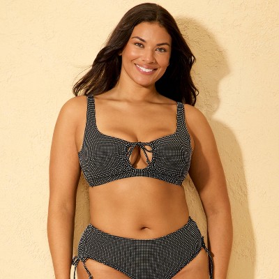 Shade & Shore Women's Swiss Dot Texture Tunnel Front Bralette Bikini Top - Shade & Shore™ Black S — фото 4
