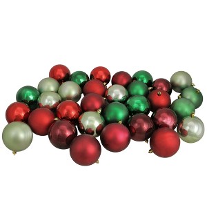 Northlight 32ct Shatterproof Christmas Ball Ornament Set 3.25" - Red/Green - 1 of 4