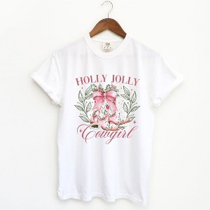 Simply Sage Market Women's Holly Jolly Cowgirl Coquette Short Sleeve Garment Dyed Tee - 1 of 4