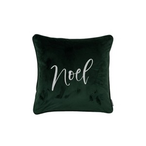 18"x18" Noel Embroidered Velvet Square Throw Pillow Teal Green - Evergrace - 1 of 4