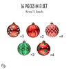 16pc Festive Christmas Ornament Bundle, Red and Green Glittered Baubles| OrnamentallyYou - 4 of 4