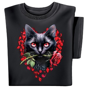 Collections Etc Black Cat Roses Tee - 1 of 4