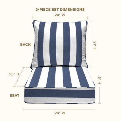Cabana Stripe Blue & White Outdoor Deep Seating Cushion Set