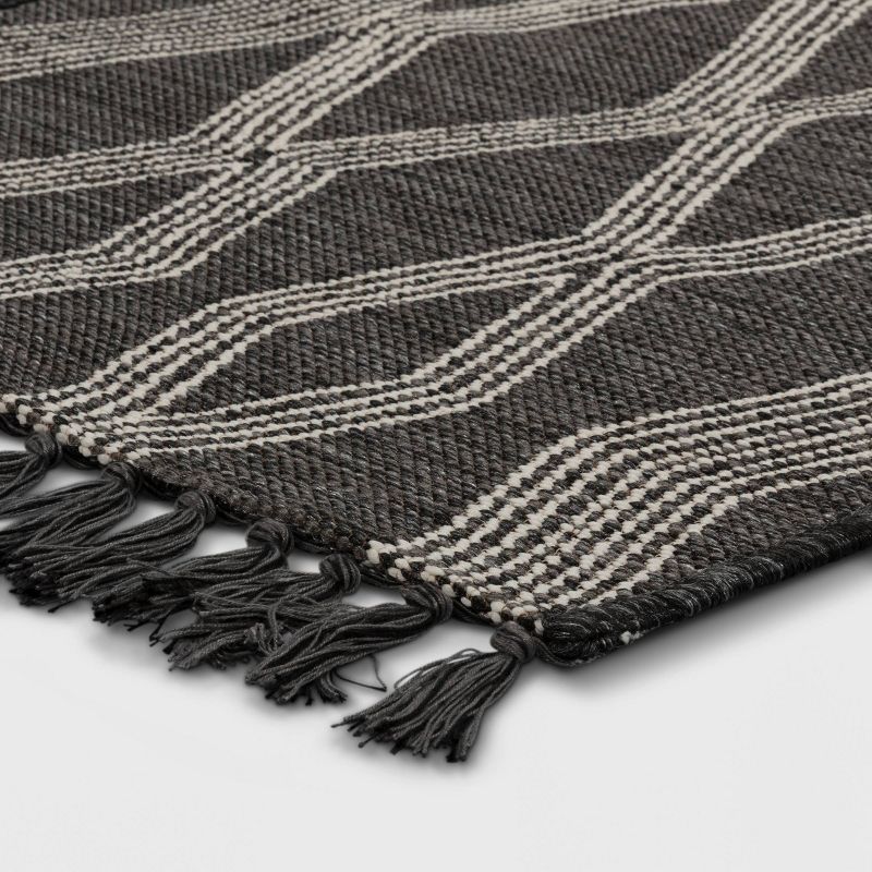 Modern Diamond Tapestry Rectangular Woven Outdoor Rug Charcoal Gray - Threshold™, 4 of 6