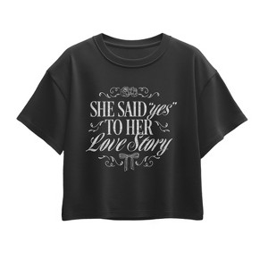 Girls' - Instant Message - Yes To Her Love Story Short Sleeve Boxy Graphic T-Shirt - 1 of 3
