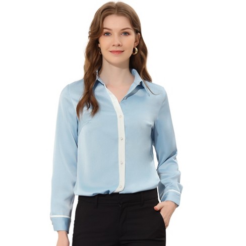 Allegra K Women's Satin Work Collar Sleeveless Button Down Shirts : Target