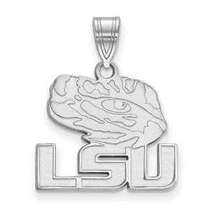 Black Bow Jewelry 10k White Gold Louisiana State Fighting Tigers NCAA Medium Pendant - 1 of 3