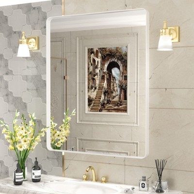 Apmir Rectangular Aluminum Alloy Framed and Tempered Glass Wall Bathroom Vanity Mirror in Matte Black/ Gold/ Silver/ Brown
