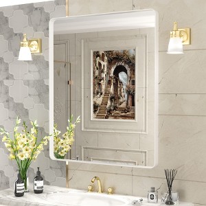 Apmir 30 in. W x 36 in. H Rectangular Aluminum Alloy Framed and Tempered Glass Wall Mirror in Matte White - 1 of 4