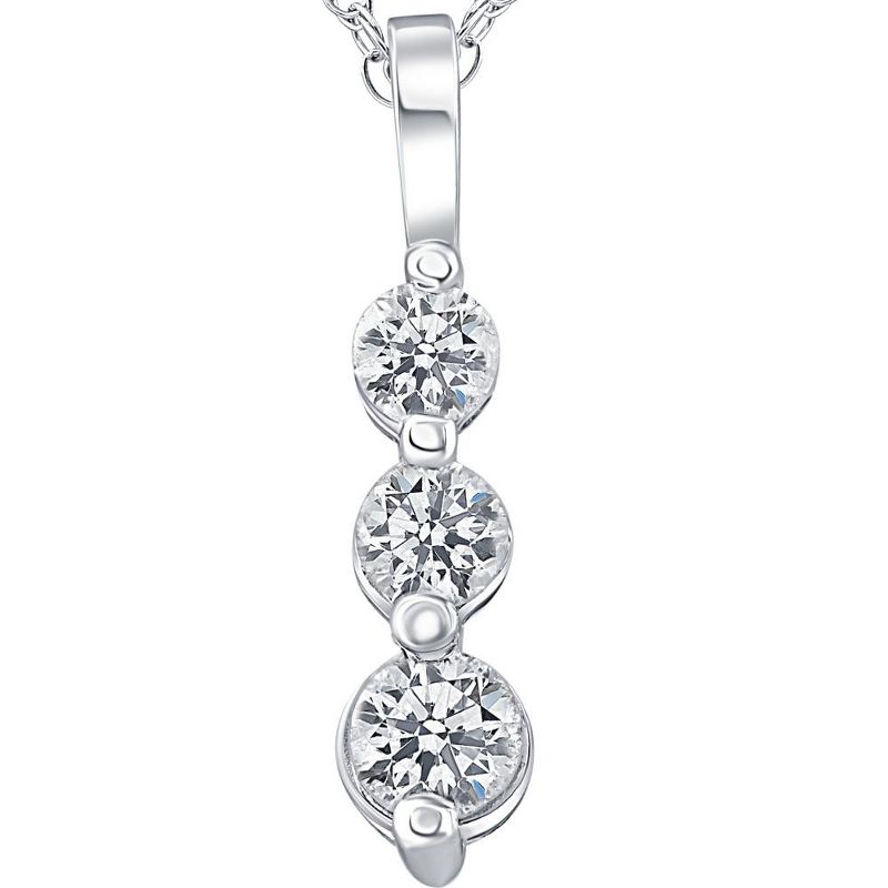Pompeii3 1.00 Ct 3 - Stone Natural Diamond Pendant available in 14K White and Yellow Gold, 1 of 6