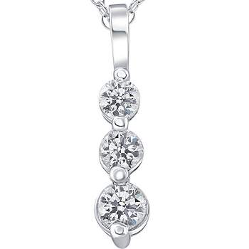 Pompeii3 1.00 Ct 3 - Stone Natural Diamond Pendant available in 14K White and Yellow Gold