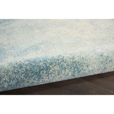 Handmade Rectangular Navy and Light Blue Geometric Synthetic Rug 9' x 12'