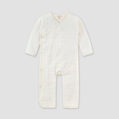 Image of Burt's Bees Baby® Baby Quilted Bee Wrap Front Jumpsuit - White 3-6M