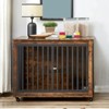 GustoWave Dog Crate Furniture with Pull-Out Dog Bowls, Heavy Duty Wooden Dog Kennel with Double Doors, Flip-Top & Wheels - 2 of 4