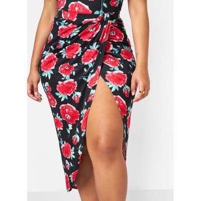 Rebdolls Women's Abigail Floral Draped Midi Skirt