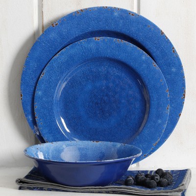 Mauna Cobalt Blue Melamine Dinnerware Set, Service for 4