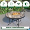 CLIHOME Outdoor 48" Round Ceramic Tile Cast Aluminum Dining Table With Umbrella Hole - 4 of 4