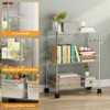 EcoSummer 3-Shelf Adjustable Wire Storage Rack, Rolling Kitchen Cart with Basket & Handle, Metal Organizer Shelf, Silver. - 4 of 4