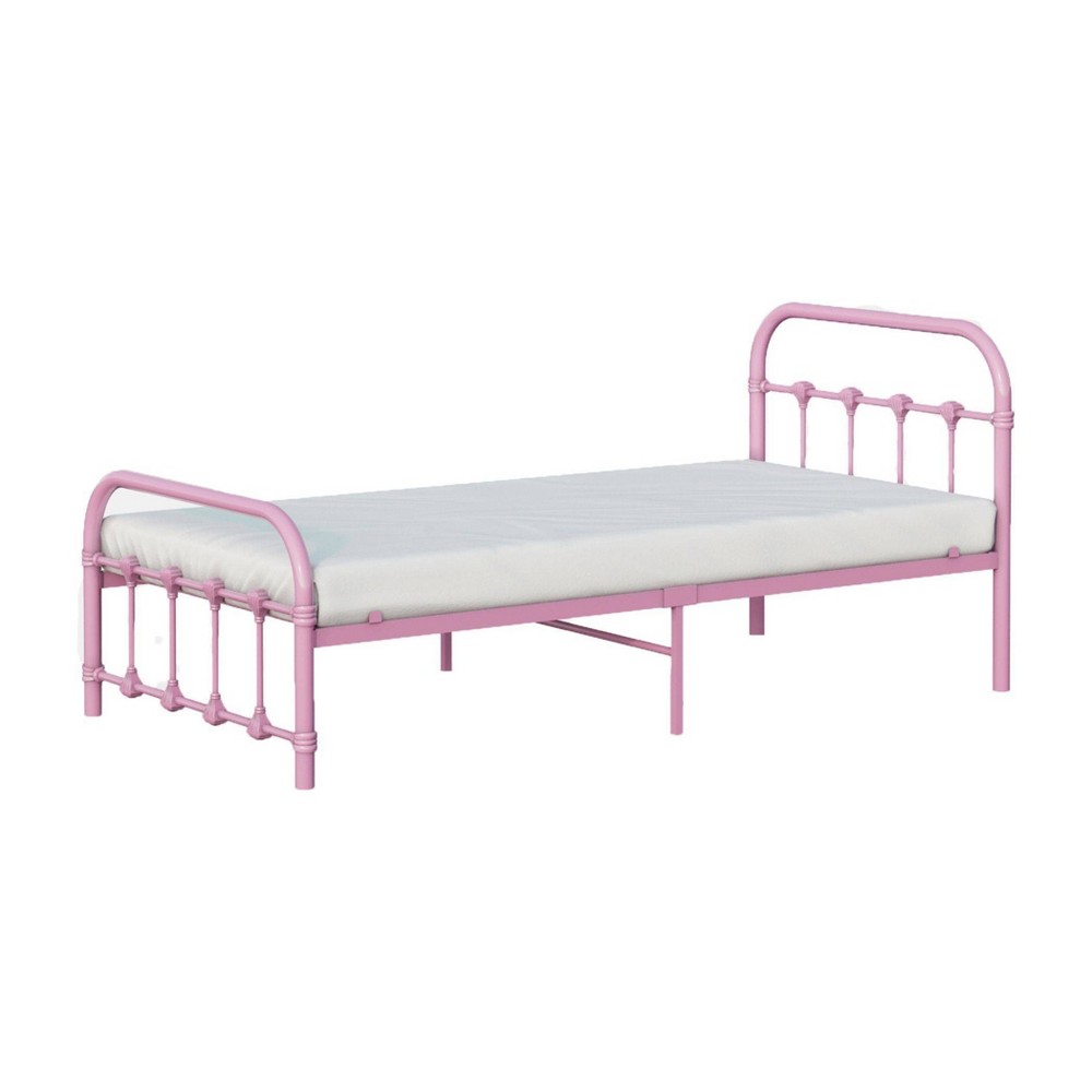 Photos - Bed Frame Twin Melissa Metal Kids' Bed Pink - BK Furniture
