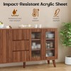 SEVOBAL 55.5" Coffee Bar 3 Drawers Pop-Up Doors Farmhouse Buffet Cabinet Large Sideboard Dining Room Kitchen Hallway, Brown, 16.53"*55.11"*33.85" - 3 of 4