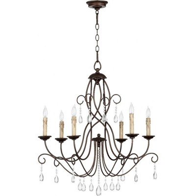 Elegant Oiled Bronze Transitional 6-Light Candle Chandelier