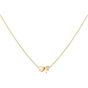 Heart Initial Necklace for Women, 18K Gold Plated Stainless Steel Letter Pendant F - 1 of 4