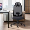 High Back Mesh Office Chair with Adjustable Headrest, 4D Armrests, Lumbar Support, Sliding Seat & Tilt Lock, Comfortable Executive Desk Chair - Black - 2 of 4
