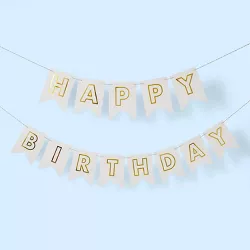 "Happy Birthday" Party Banner White/Gold - Spritz™