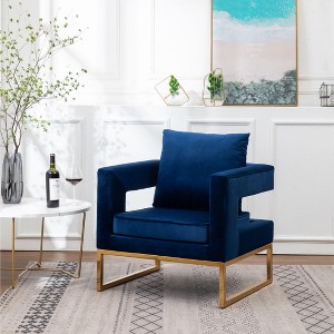 Sapphtopaz 1pc Contemporary Accent Chair Upholstered Lounge Chair with Metal Legs, Arm Chair Living Room Chair Comfy Chair - 1 of 4